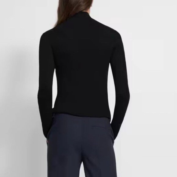 Theory Naneik Black Ribbed Turtleneck Sweater Large NWT Stretch Designer Knit - Picture 4 of 9